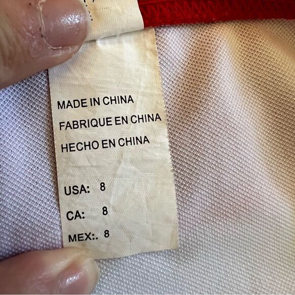 Cocoship Two Piece Swimsuit Red Pom Poms High Waisted Bottoms 8 - Picture 6 of 6